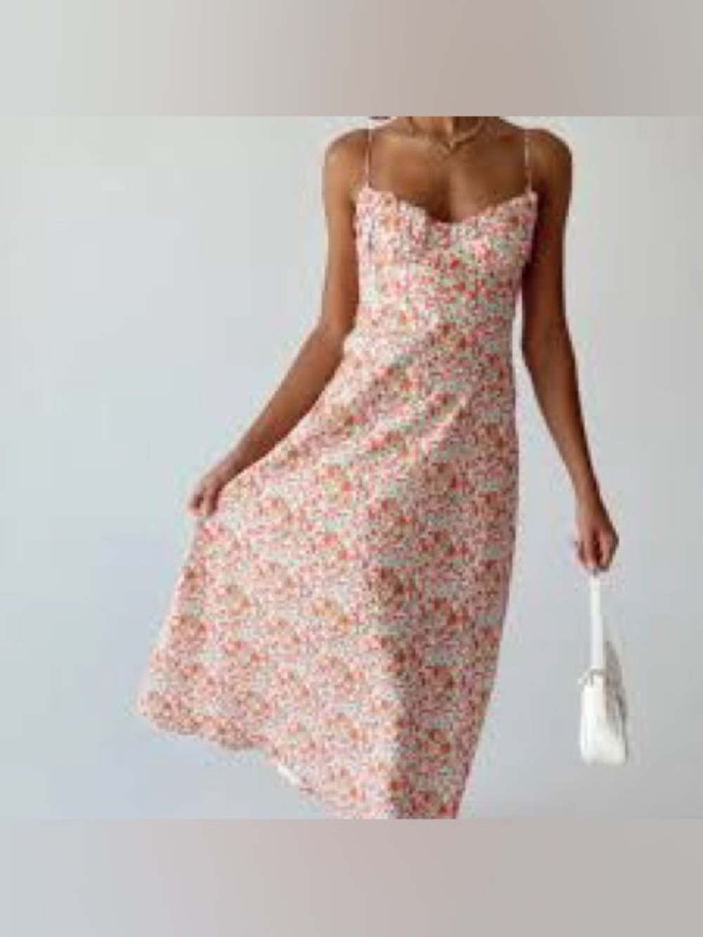 Princess Polly Amara Midi Dress White Coral Floral 8